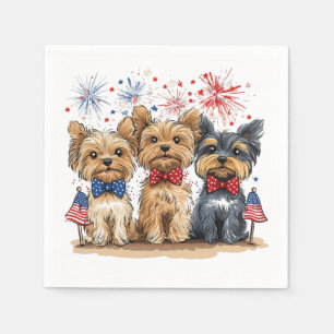 Serviette En Papier Joyeux Chiens 4 juillet Yorkshire Terrier