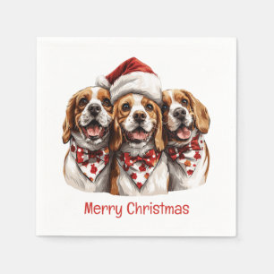 Serviette En Papier Joyeux Chiens Beagles de Noël