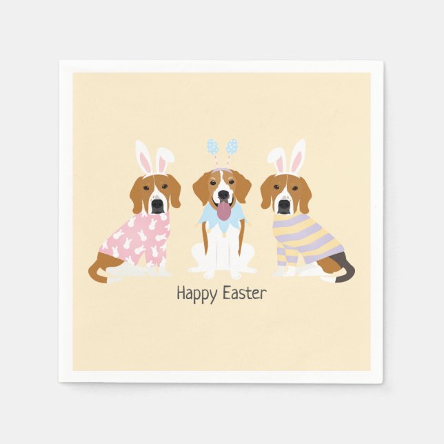 Serviette En Papier Joyeux Chiens Beagles de Pâques (Devant)