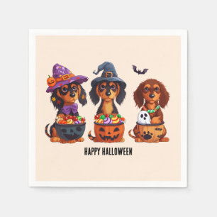 Serviette En Papier Joyeux Chiens de Dachshund Halloween