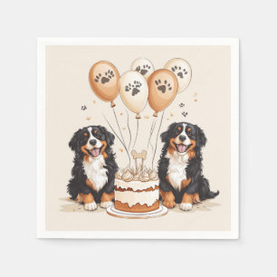 Serviette En Papier Joyeux Chiens de montagne bernois d'anniversaire