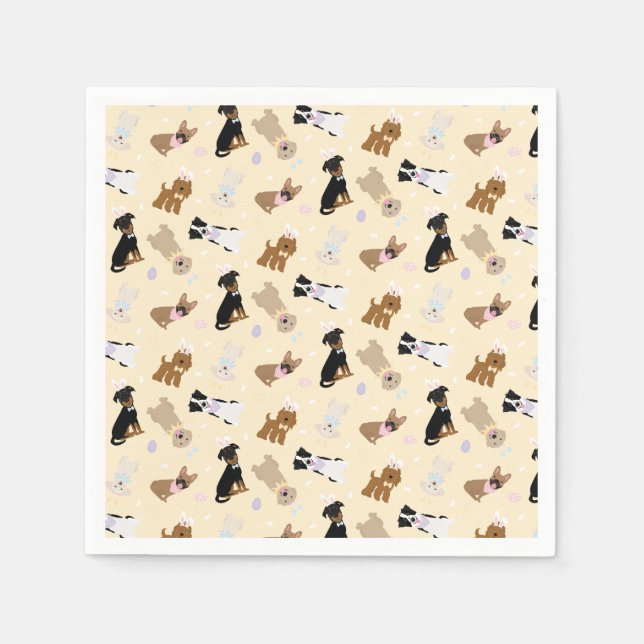 Serviette En Papier Joyeux Chiens de Pâques (Devant)