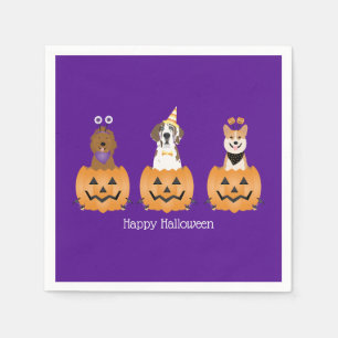 Serviette En Papier Joyeux Chiens D'Halloween En Citrouille