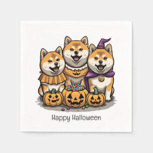 Serviette En Papier Joyeux Chiens d'Halloween Shiba Inu