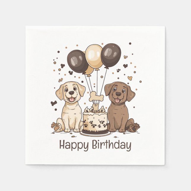 Serviette En Papier Joyeux Chiens du Labrador Retriever (Devant)
