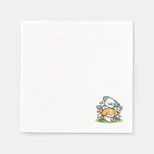 Serviette En Papier Joyeux Chiots Arrivés En Mai - Kawaii Dog Art