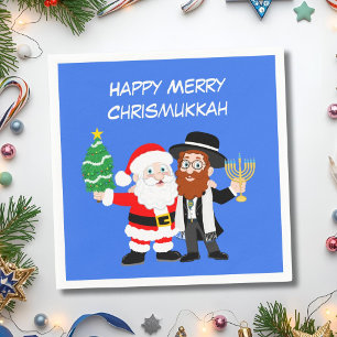 Serviette En Papier Joyeux Chrismukkah Père Noël rencontre le parti Ra