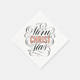 Serviette En Papier Joyeux CHRIST-mas Calligraphie des signes religieu