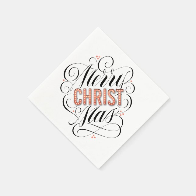 Serviette En Papier Joyeux CHRIST-mas Calligraphie des signes religieu (Coin)