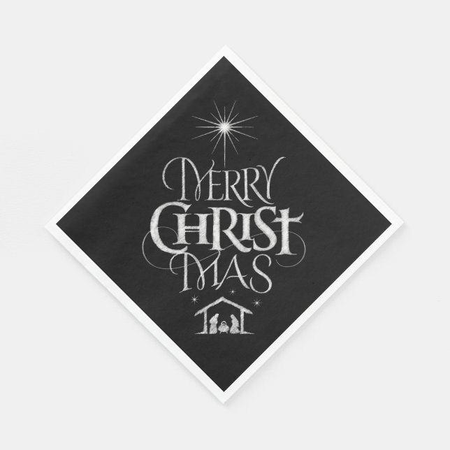 Serviette En Papier Joyeux CHRISTmas Calligraphie de tableau de bord r (Coin)