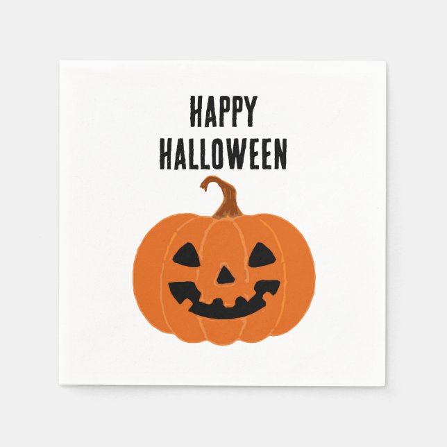 Serviette En Papier Joyeux Citrouille d'Halloween Jackolantern (Devant)