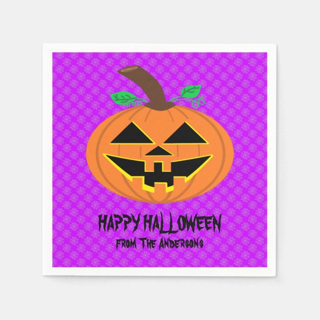 Serviette En Papier Joyeux Citrouille d'Halloween Napkins (Devant)