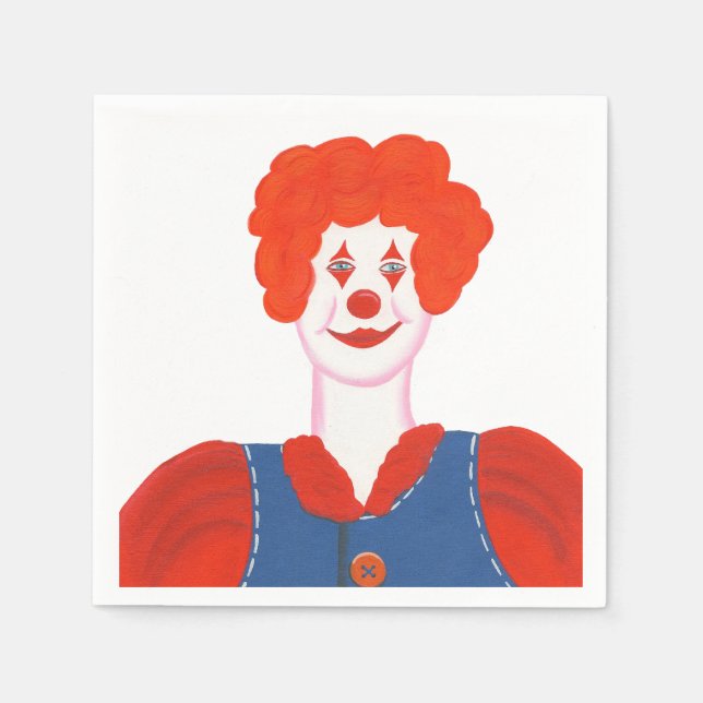 Serviette En Papier Joyeux Clown Red Hair Papier d'anniversaire servie (Devant)