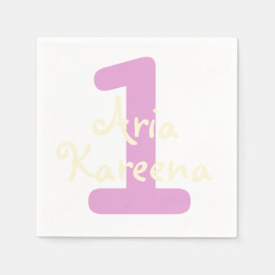 Serviette En Papier Joyeux cocktail d'anniversaire Napkin beige rose