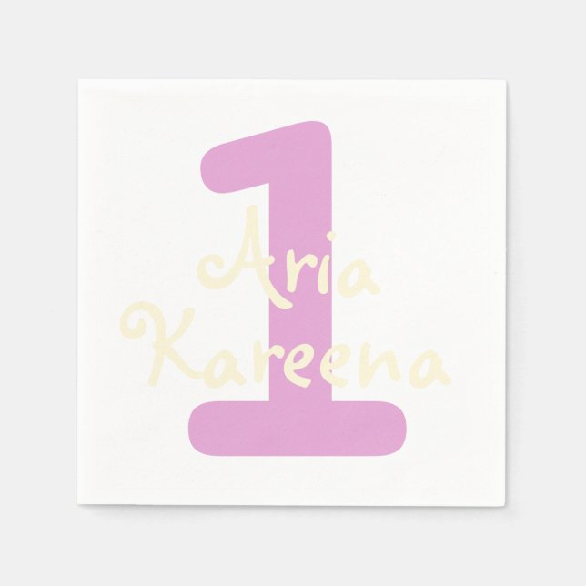 Serviette En Papier Joyeux cocktail d'anniversaire Napkin beige rose (Devant)