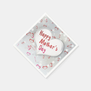Serviette En Papier Joyeux coeur de papier 3D de la Fête des Mères