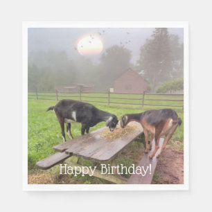 Serviette En Papier Joyeux coucher de soleil de chèvre Anniversaire