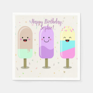 Serviette En Papier Joyeux crème glacée Smiling Bars & Popsicles
