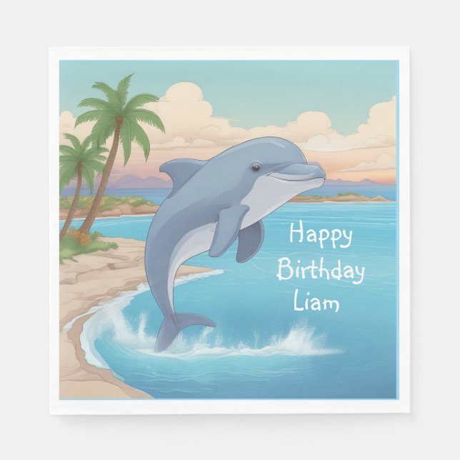 Serviette En Papier Joyeux dauphin serviettes (Devant)