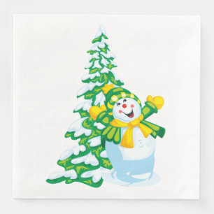 Serviette En Papier Joyeux dessin de Snowman