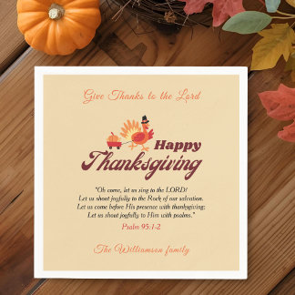 Serviette En Papier Joyeux dîner de Thanksgiving avec un dindon | Rend