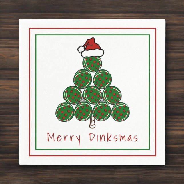 Serviette En Papier Joyeux Dinksmas Sapin de Noël de Pickleball  (Créateur téléchargé)