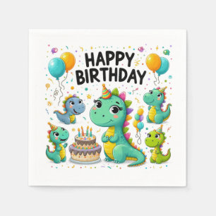 Serviette En Papier Joyeux dinosaures d'anniversaire