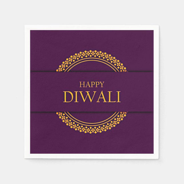Serviette En Papier Joyeux Diwali violet or élégant moderne (Devant)