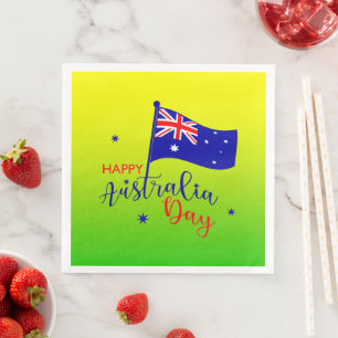 Serviette En Papier Joyeux drapeau Australie Jour Or Vert Grand