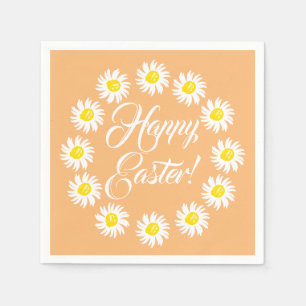 Serviette En Papier Joyeux Easter orange script mignon marguerite joye