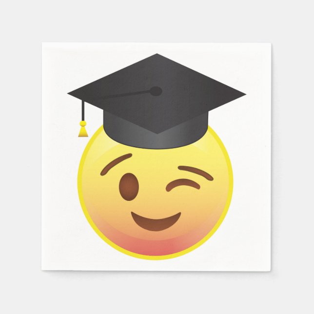 Serviette En Papier Joyeux Emoji Cerveau Partie de Graduation Napkins (Devant)