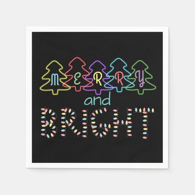 Serviette En Papier Joyeux et brillants feux de Noël (Devant)