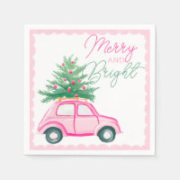 Joyeux et rose vif Noël de voiture Arbre de Noël