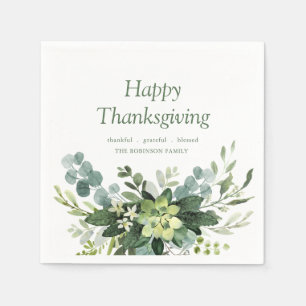 Serviette En Papier Joyeux Eucalyptus feuillu de la fête de Thanksgivi