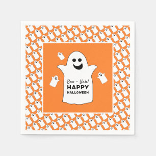 Serviette En Papier Joyeux Fantôme, fête d'Halloween orange