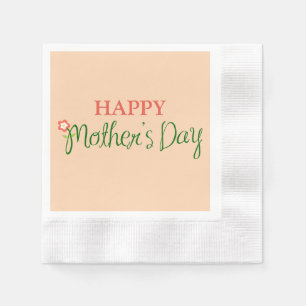 Serviette En Papier Joyeux Fête des Mères Papier Apricot clair Napkin