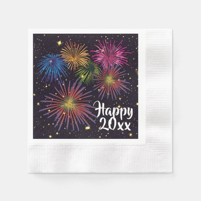Serviette En Papier Joyeux Feu d'artifice du Nouvel An et fête des éto (Devant)