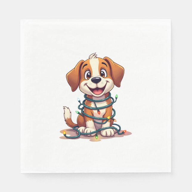 Serviette En Papier Joyeux feux Beagles (Devant)
