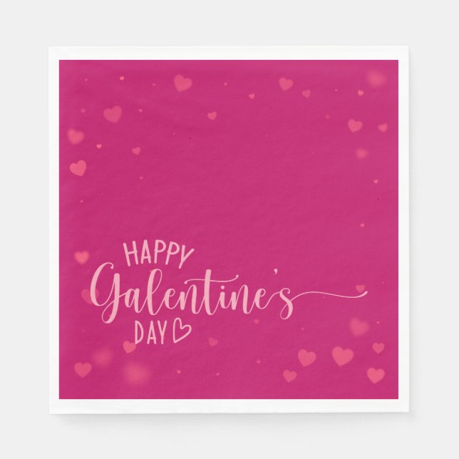 Serviette En Papier Joyeux Galentine's Day rose rouge (Devant)