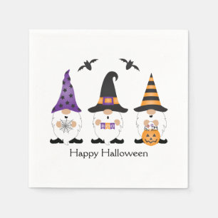 Serviette En Papier Joyeux Gnomes d'Halloween violet orange