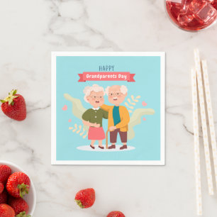 Serviette En Papier Joyeux grand-parents Jour art mot Napkins