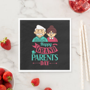 Serviette En Papier Joyeux Grand-parents Jour mot art