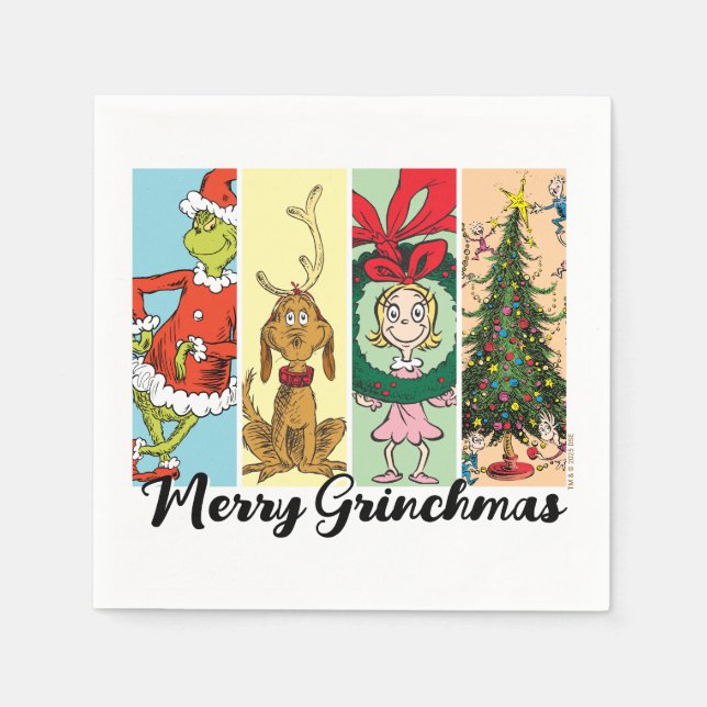 Serviette En Papier Joyeux Grinchmas Collage de vacances (Devant)