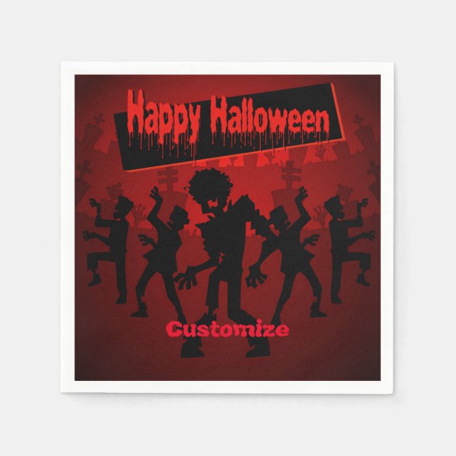 Serviette En Papier Joyeux Halloween à la fête de danse Zombie (Devant)