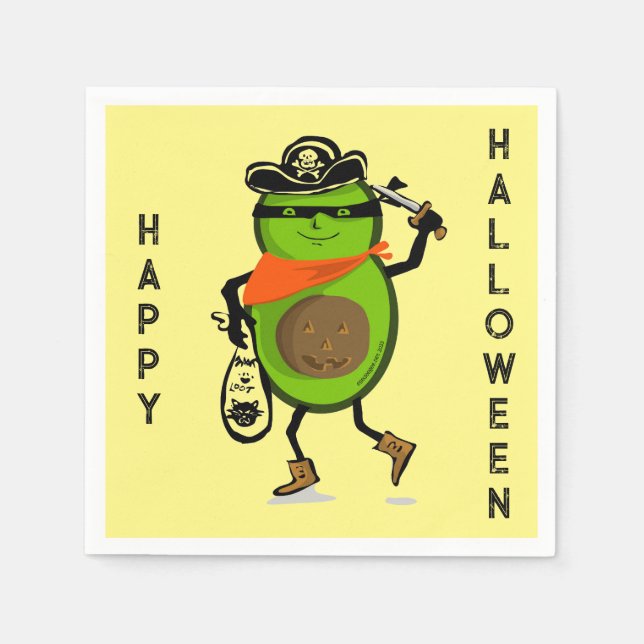 Serviette En Papier Joyeux Halloween Avocado Pirate (Devant)