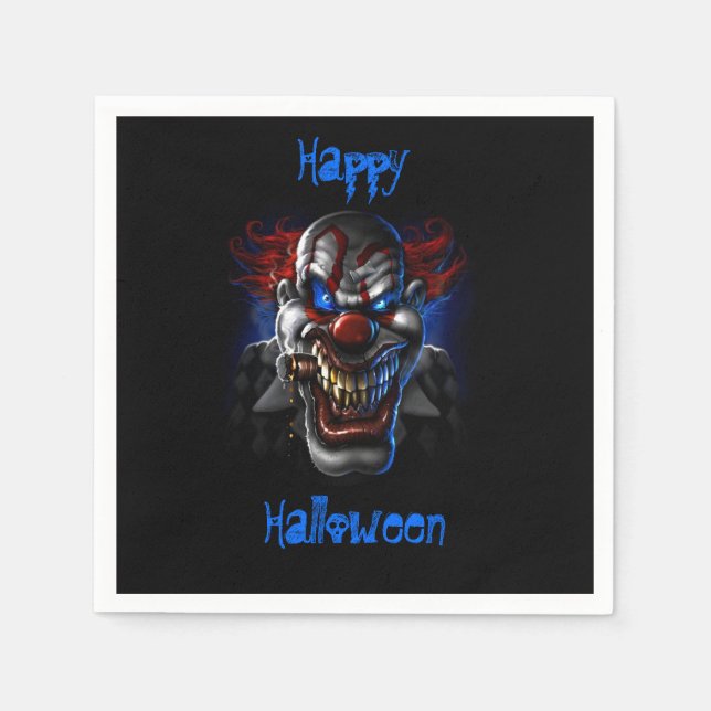 Serviette En Papier Joyeux Halloween bleu yeux mal Clown (Devant)