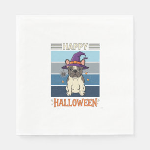 Serviette En Papier Joyeux Halloween Bouledogue Français Sorcière Toil