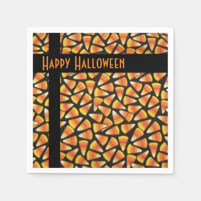 Serviette En Papier Joyeux Halloween Candy Corn (Devant)