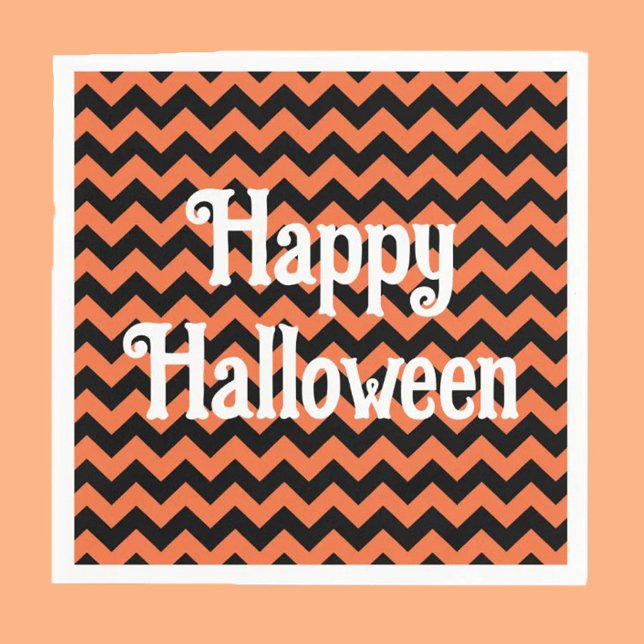 Serviette En Papier Joyeux Halloween chevron strié enfants fête (Créateur téléchargé)