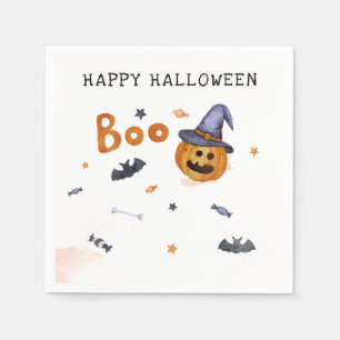 Serviette En Papier Joyeux Halloween Citrouille Chauves-Souris Fête de
